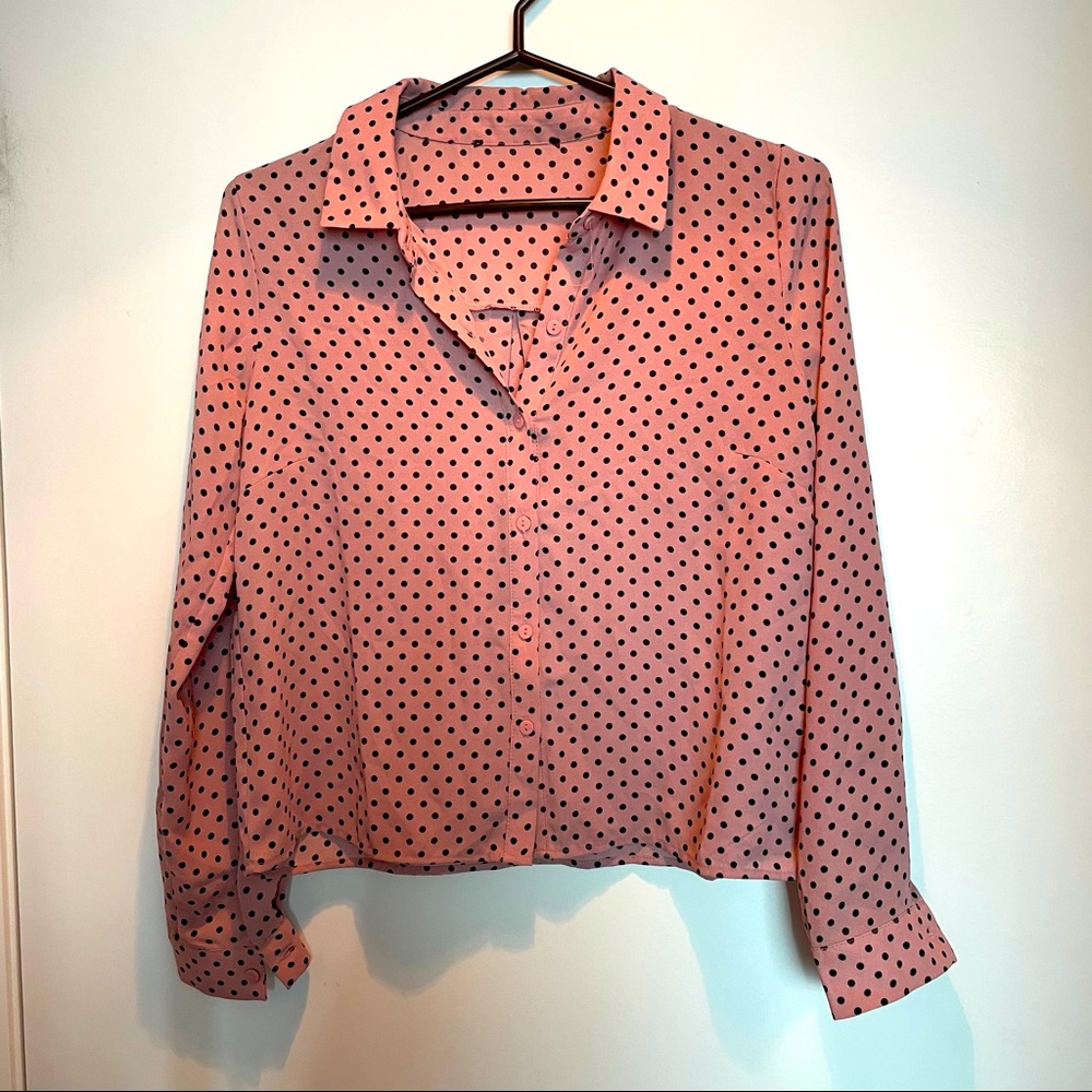 🛍3 for $25🛍 Pink Polka Dot Long Sleeved Blouse